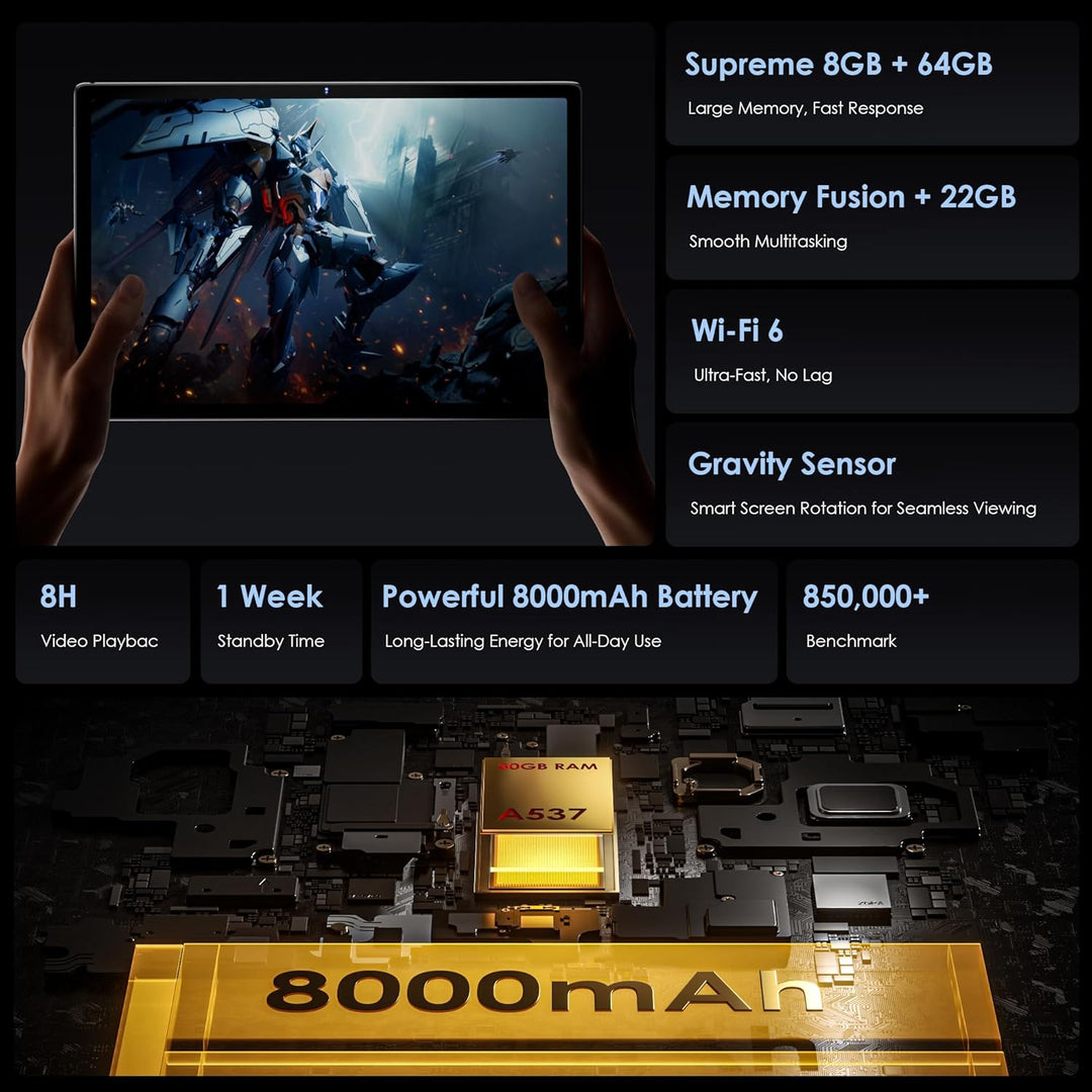 Tablet 2026 de 10 pulgadas Android 15 con teclado de 30 GB de RAM +...