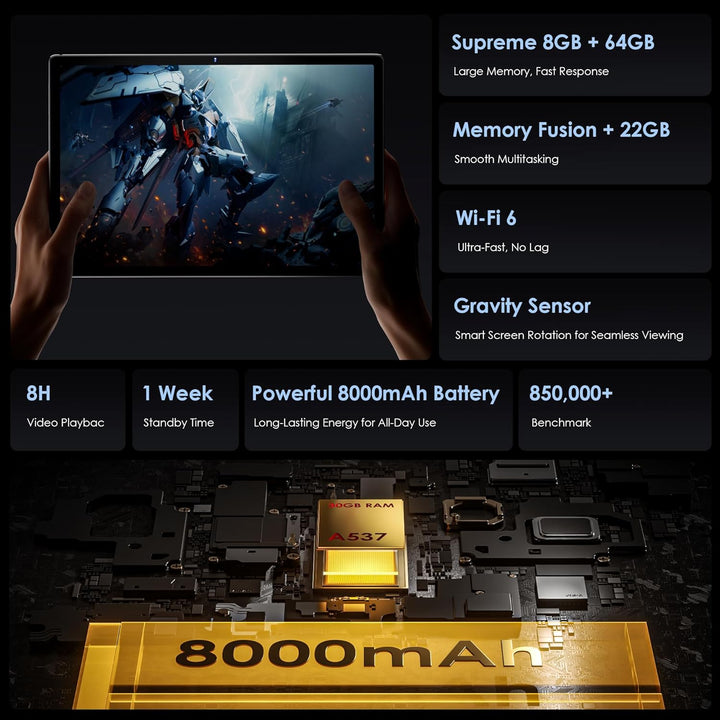 Tablet 2026 de 10 pulgadas Android 15 con teclado de 30 GB de RAM +...