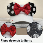 Sombrero brillante con visera de orejas de ratón para mujeres adultas, gorra ajustable con lazo de orejas de ratón de lentejuelas, lindo sombrero de visera con purpurina para parques temáticos y festivales, color blanco
