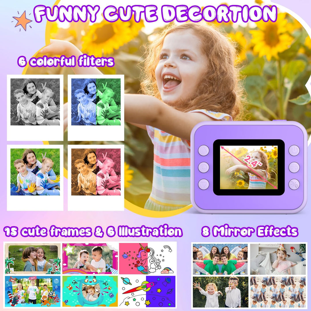 Cámara para Niños con Impresión Instantánea, Regalos de Navidad y C...