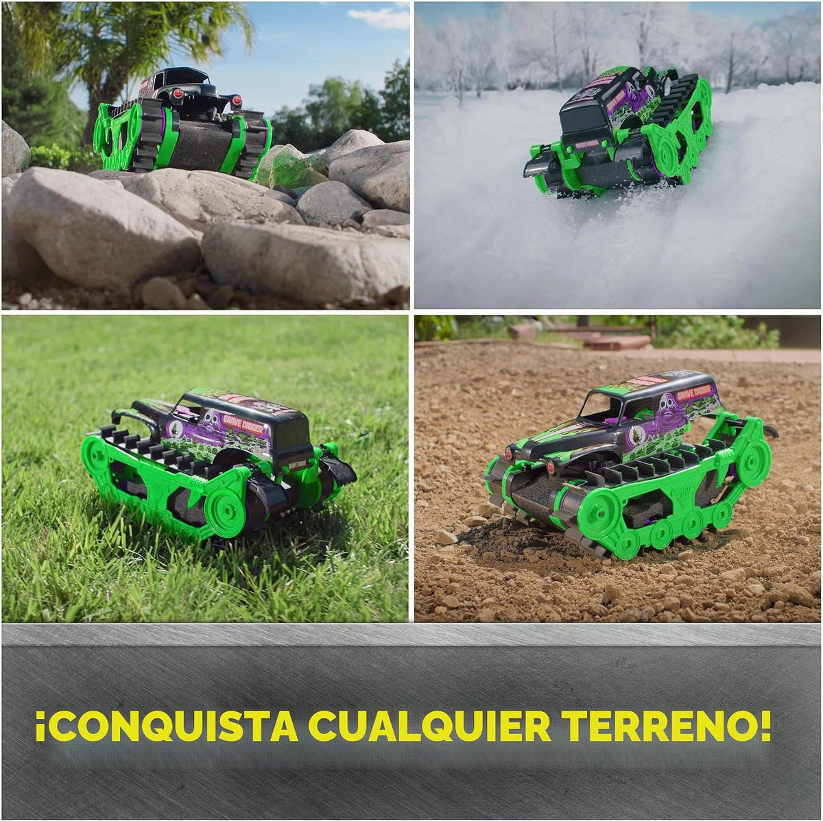 Monster Jam Grave Digger Trax All-Terrain RC Toy Truck, 1:15 Scale