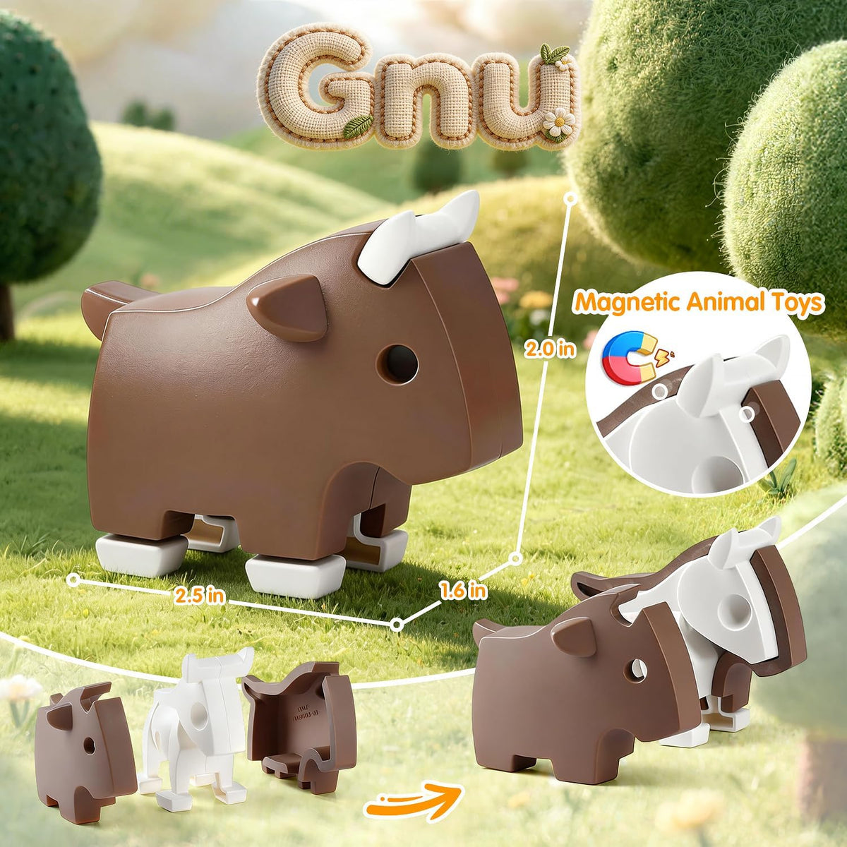 Juguetes magnéticos de construcción de animales para niños a partir de 3