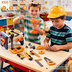 Juego de herramientas para niños con taladro de juguete y casco de seguridad, banco de trabajo para niños, kit de herramientas de construcción de juego de simulación, juguetes de