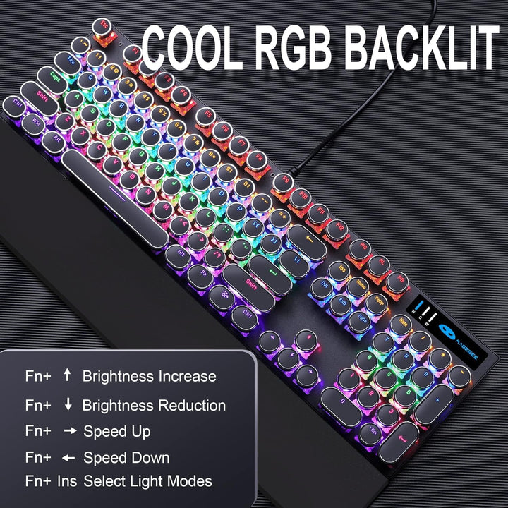 Camiysn Teclado Mecánico para Juegos Estilo Máquina de Escribir, Te...