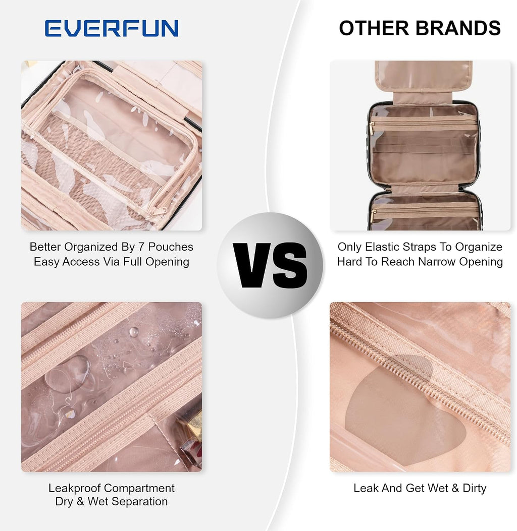 Everfun - Neceser colgante de viaje para mujer, compartimentos húmedos y