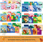 6 PCS Libros de Calcomanías para Pintar por Números para Niños y Niñas de 4-8 Años Animales del Océano Vehículos Postres Sirenas Insectos Calcomanías Artículos para Fiestas Carretera Avión Libro de