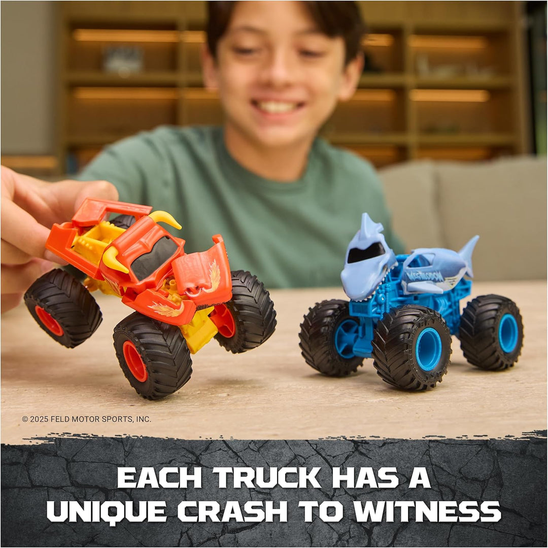 Monster Jam Smash &amp; Bash 2-Pack Monster Trucks, Megalodon &amp;...