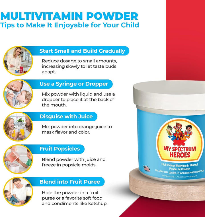 My Spectrum Heroes Multivitamínico en polvo para niños, suplemento...