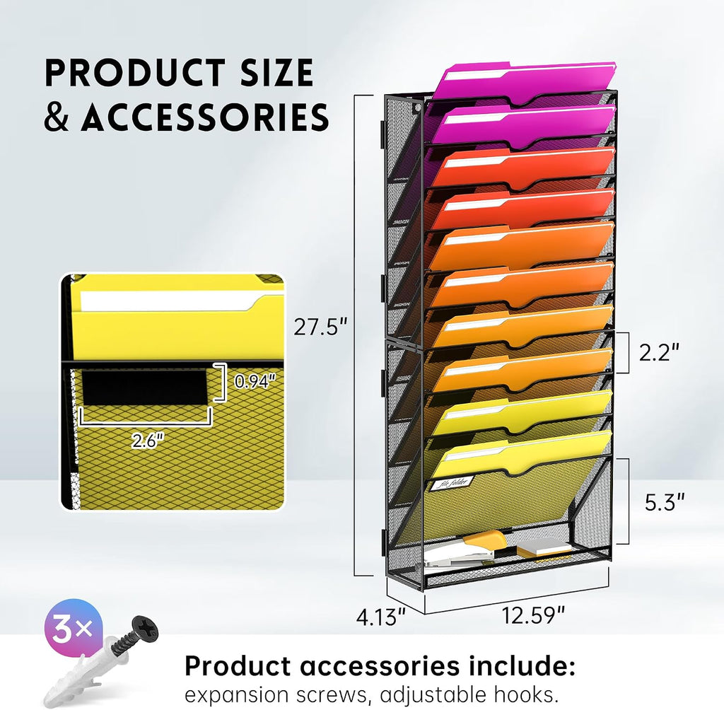 Organizador de archivos de pared de 11 niveles y organizador de archivos