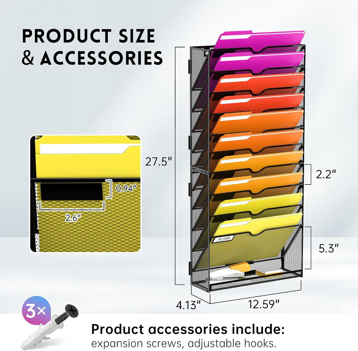 Organizador de archivos de pared de 11 niveles y organizador de archivos