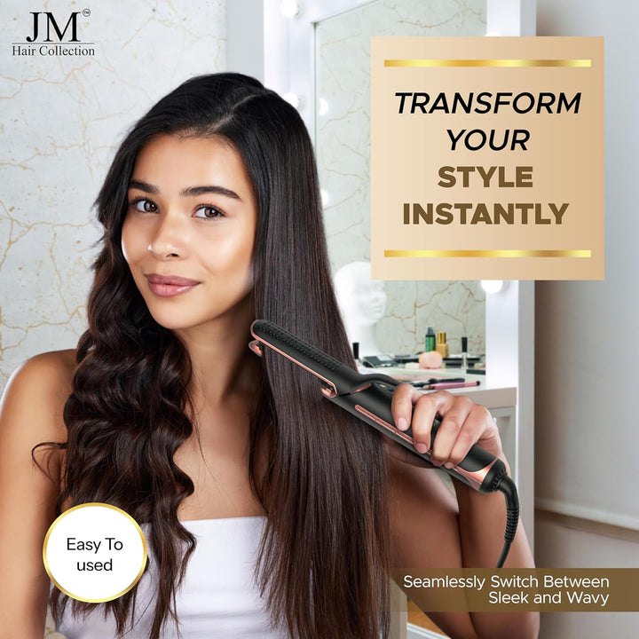 Jm Hair Collection Duo Styler - Plancha de pelo y rizador 2 en 1 co...