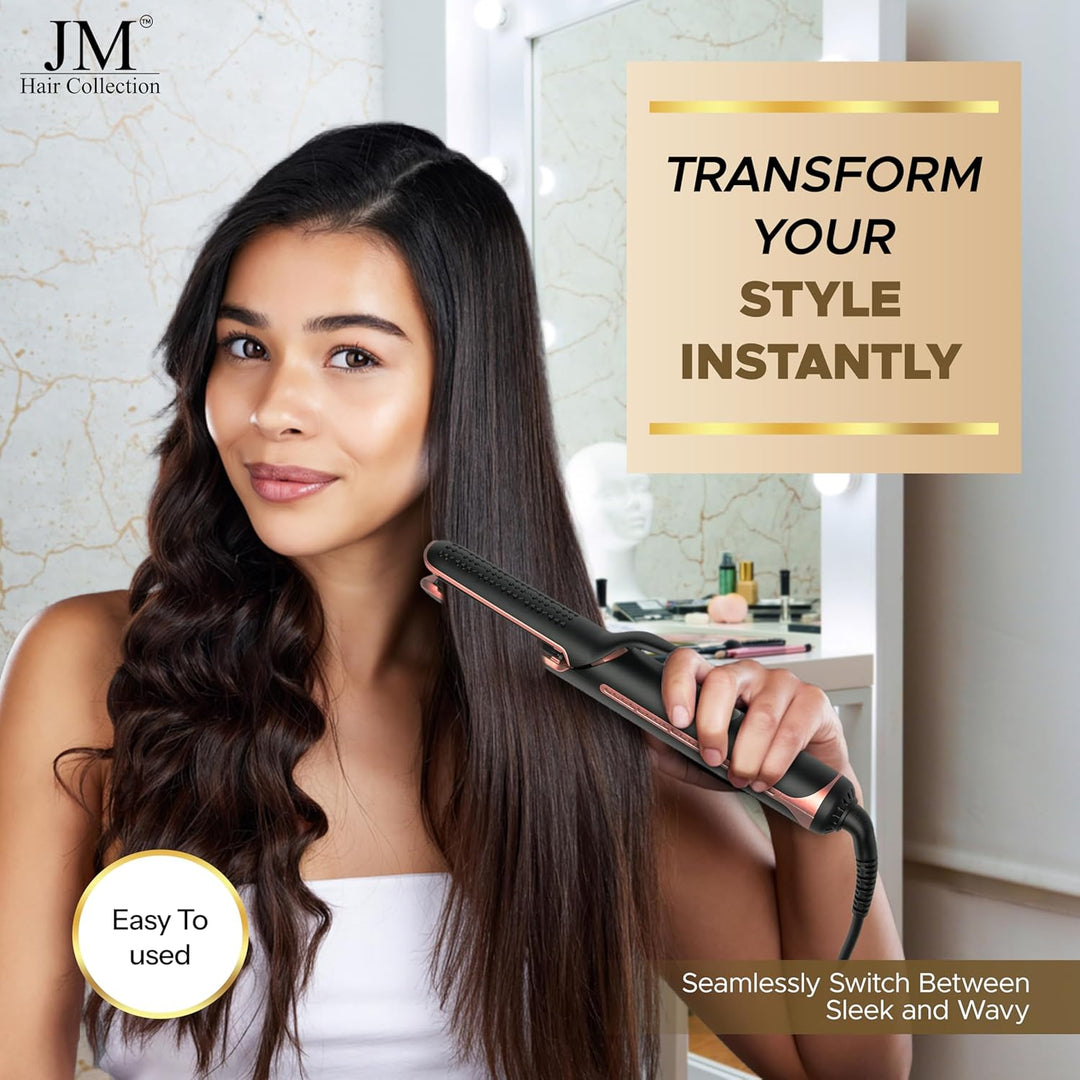 Jm Hair Collection Duo Styler - Plancha de pelo y rizador 2 en 1 co...