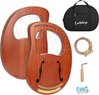 Lotkey Lyre Harp, 16 Cuerdas de Metal, Silla de Hierro, Lejía de Arpa en Nogal con Llave de Afinación, Extracción de Cuerdas, Manual y Bolsa de Gig