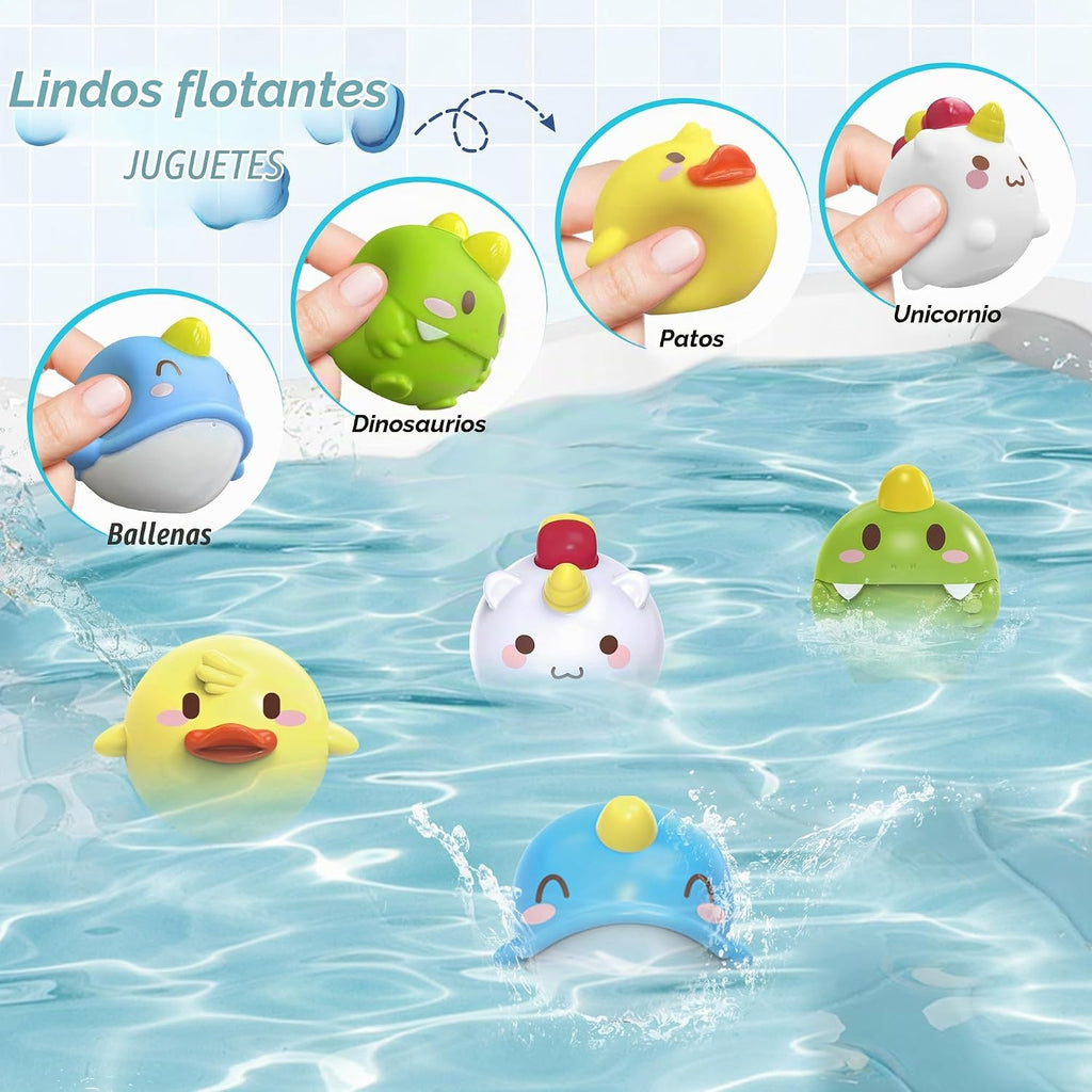 taseyok Juguetes de baño para niños pequeños, juguetes de bañera para bebés con rociadores de ducha de elefante y pista deslizante, juguetes de animales flotantes de pesca, juguetes creativos para