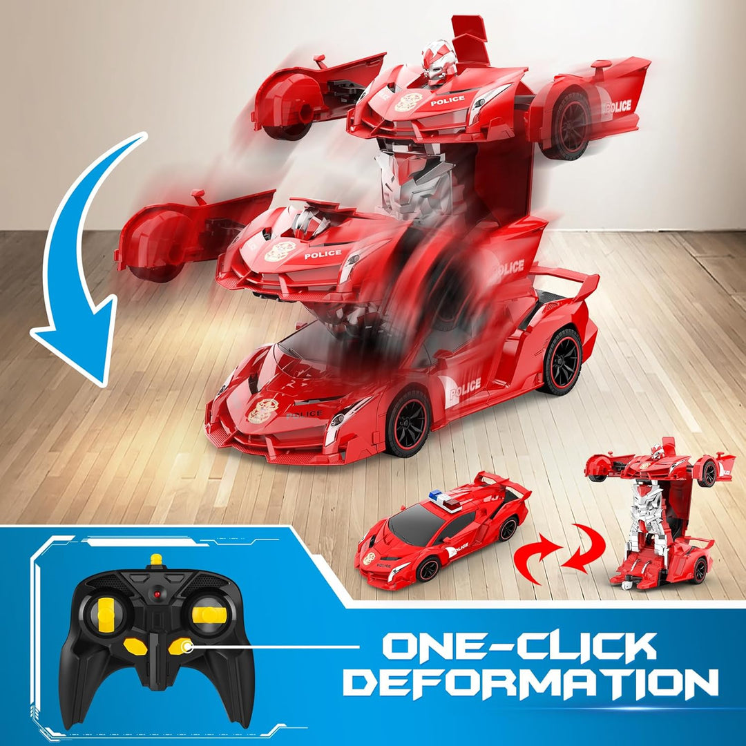 FDJ Robot de auto transformable a control remoto, un botón de defor...
