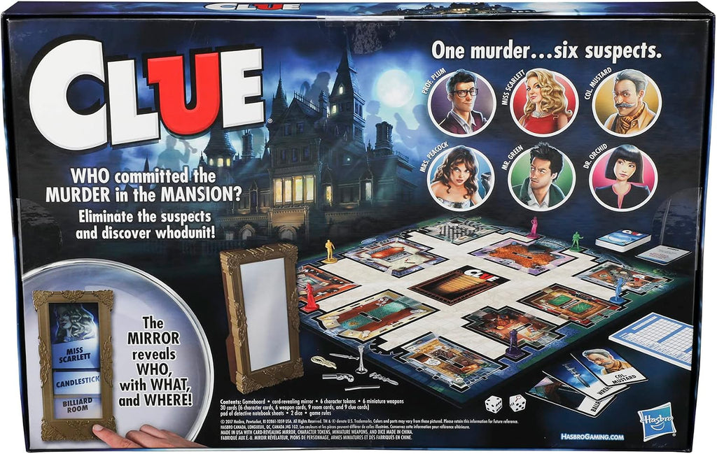Hasbro Gaming Juego Clue, Juego de Mesa de Misterio, 2-6 Jugadores, 8+ Años (Exclusivo de Amazon)