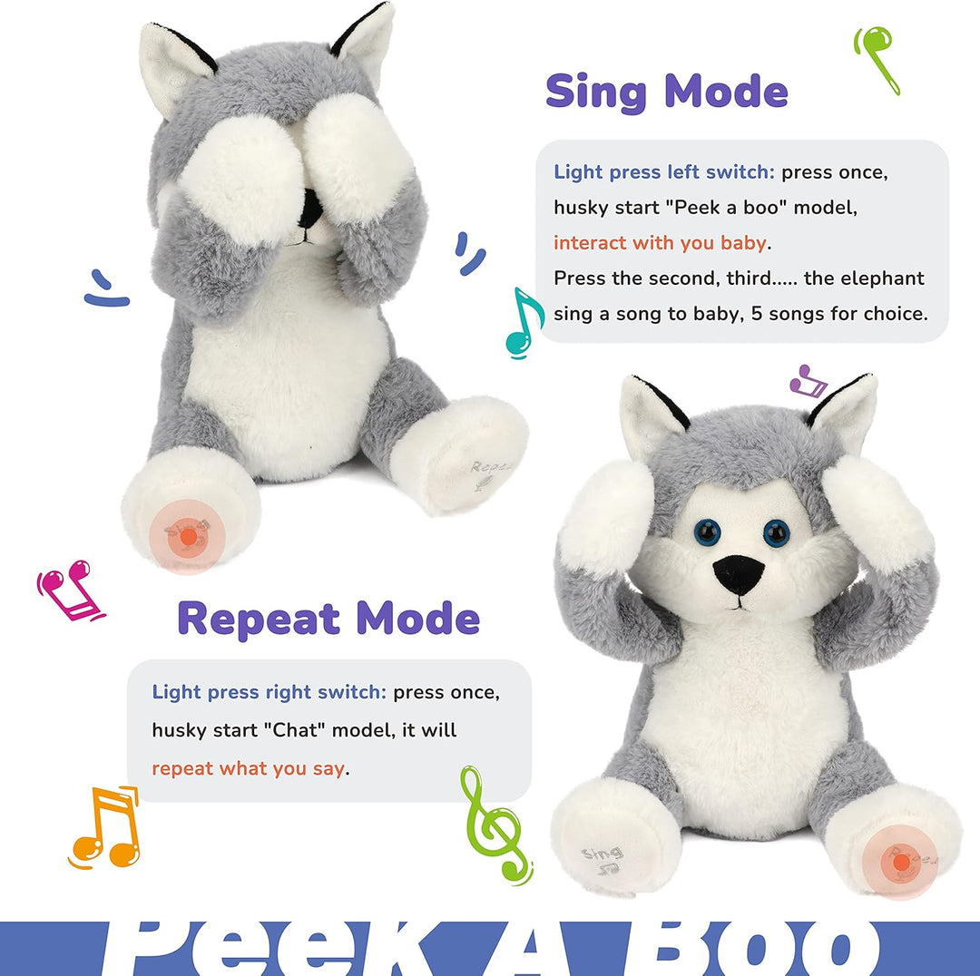 Hopearl Peek A Boo Husky Interactive Repeats What You Say - Juguete...
