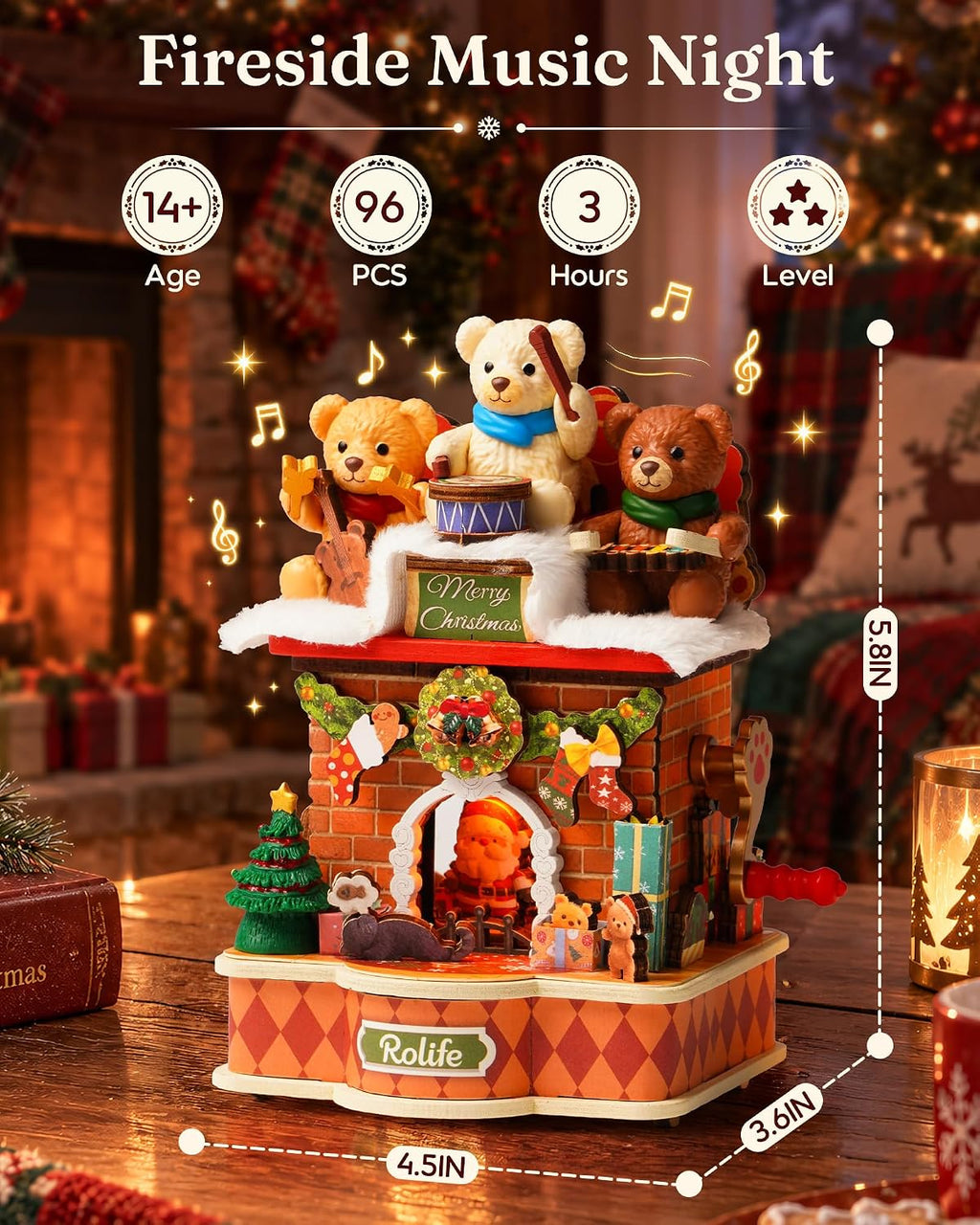 Rolife Caja de música en miniatura de rompecabezas de madera 3D - Noche de