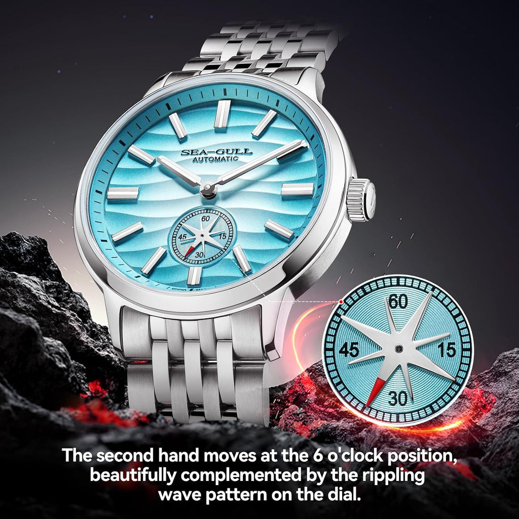 SEA-GULL Relojes mecánicos para hombre, Serie Natural, Reloj de pulsera automático, Subdial Polaris, Seagull ST17, Luminoso, 6180