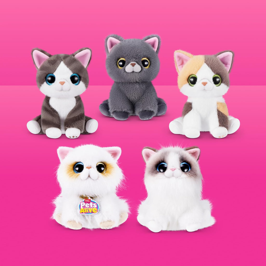 Pets Alive Smitten Kittens Serie 2 (Gato Calicó) por ZURU – Peluche Interactivo con 10 Sonidos, Unboxing Sorpresa, Mascota Suave Coleccionable para Edades 3+