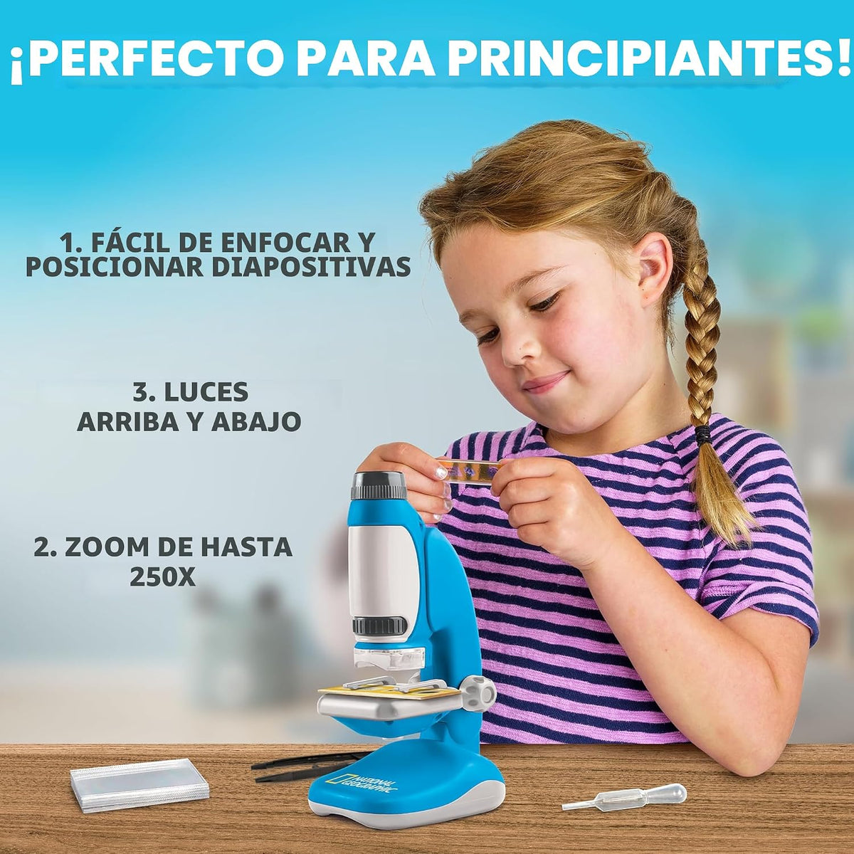 National Geographic Junior Microscope Science Kit con 250x Magnification