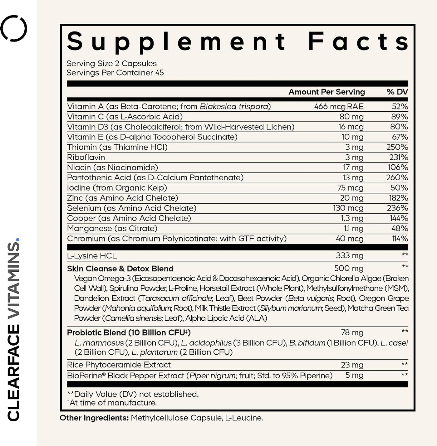Codeage Clearface Vitaminas, Vitaminas para la Piel, Minerales, Nia...