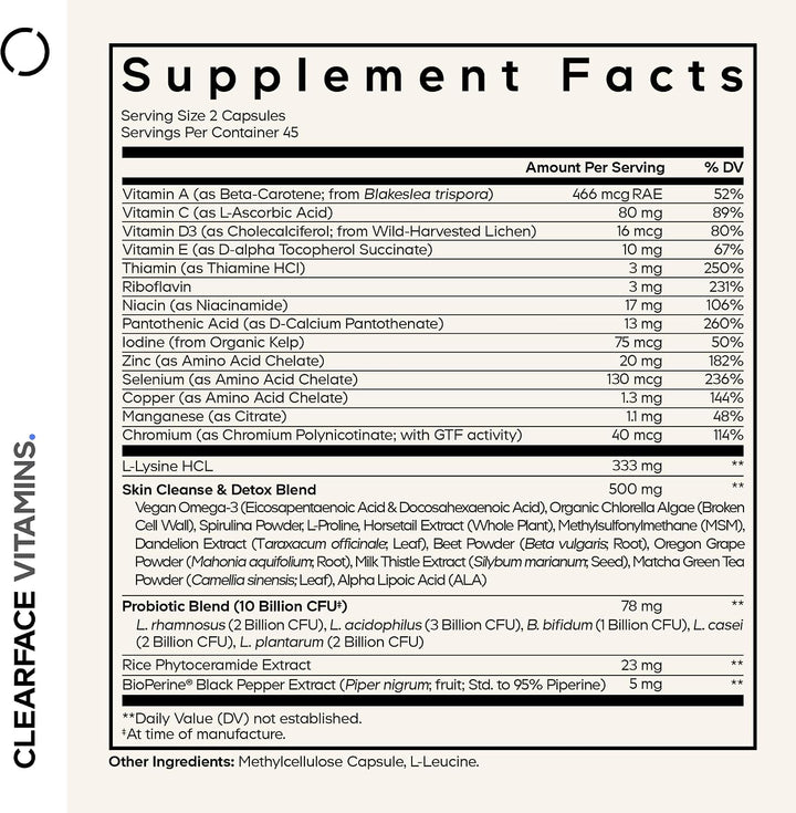 Codeage Clearface Vitaminas, Vitaminas para la Piel, Minerales, Nia...
