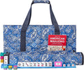Juego de Mahjong Americano GUSTARIA, 166 Azulejos Blancos de Calidad, 4 Estante/Empujadores de Color Todo en Uno, Juego de Azulejos Mahjong con Bolsa de Transporte Azul Impresa