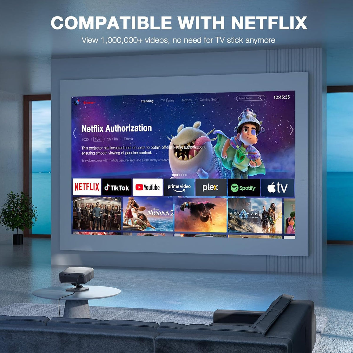 [Aplicación con licencia oficial y 2500 ANSI] Proyector 4K con WiFi...