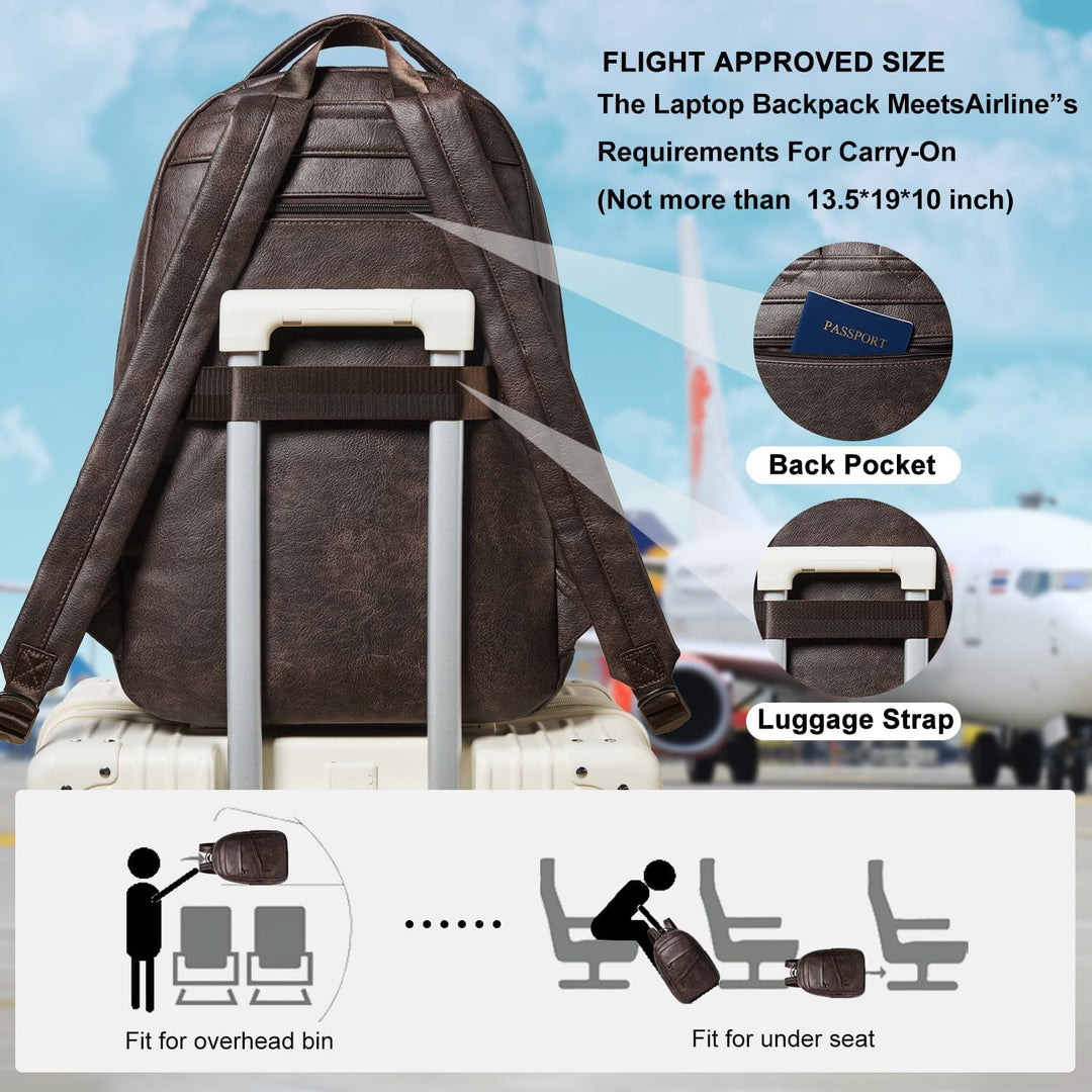 LATMAP Mochila de 43L para mujer: mochila de cuero vegano que cabe...