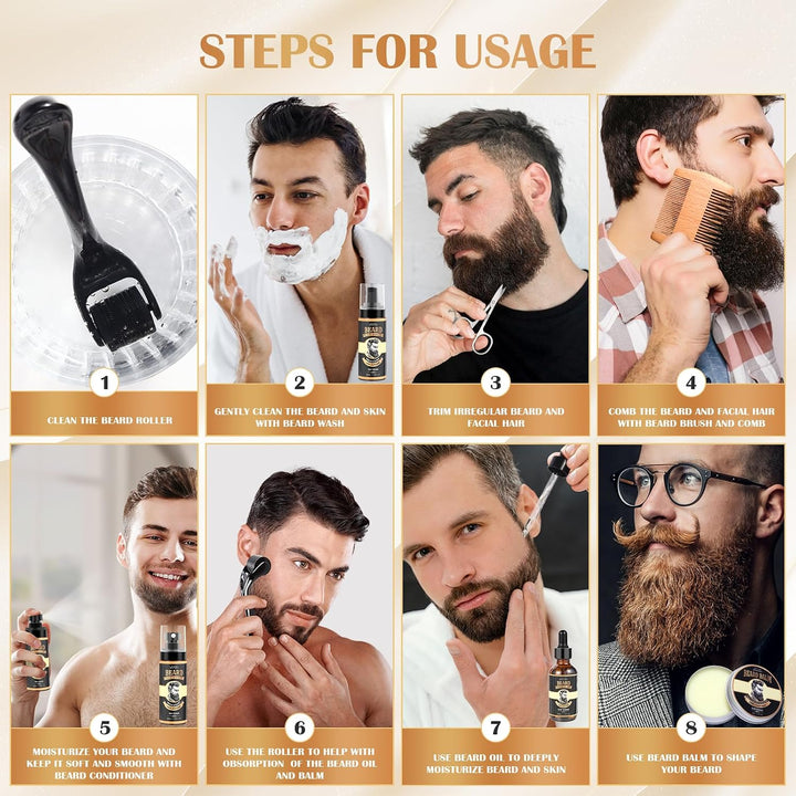 Kit de crecimiento de barba, juego de aseo con aceite de crecimient...