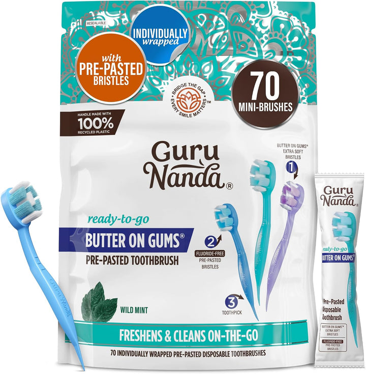 GuruNanda Cepillos de Dientes Desechables Mini de Viaje Listos para...