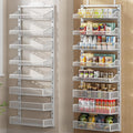 Organizador de despensa para puerta de 8 niveles, estante de especias grande de metal para puerta con cesta ajustable, soporte de pared 2 en 1 o colgante para puerta de despensa