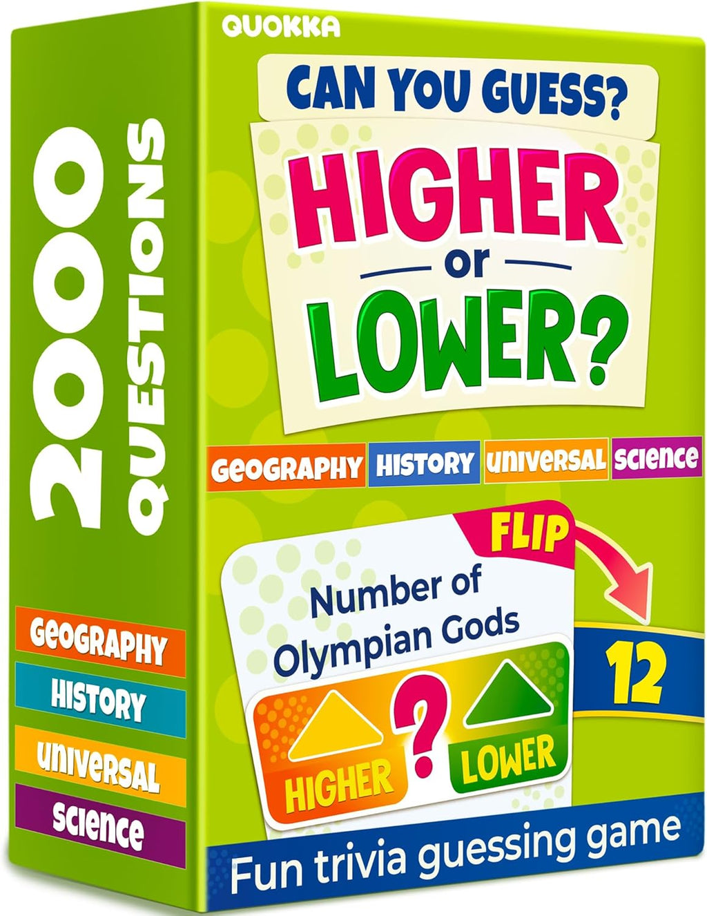 Juegos de mesa de trivia para niños y adultos - Set de 4 cartas Más Alto o Más Bajo