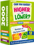 Juegos de mesa de trivia para niños y adultos - Set de 4 cartas Más Alto o Más Bajo
