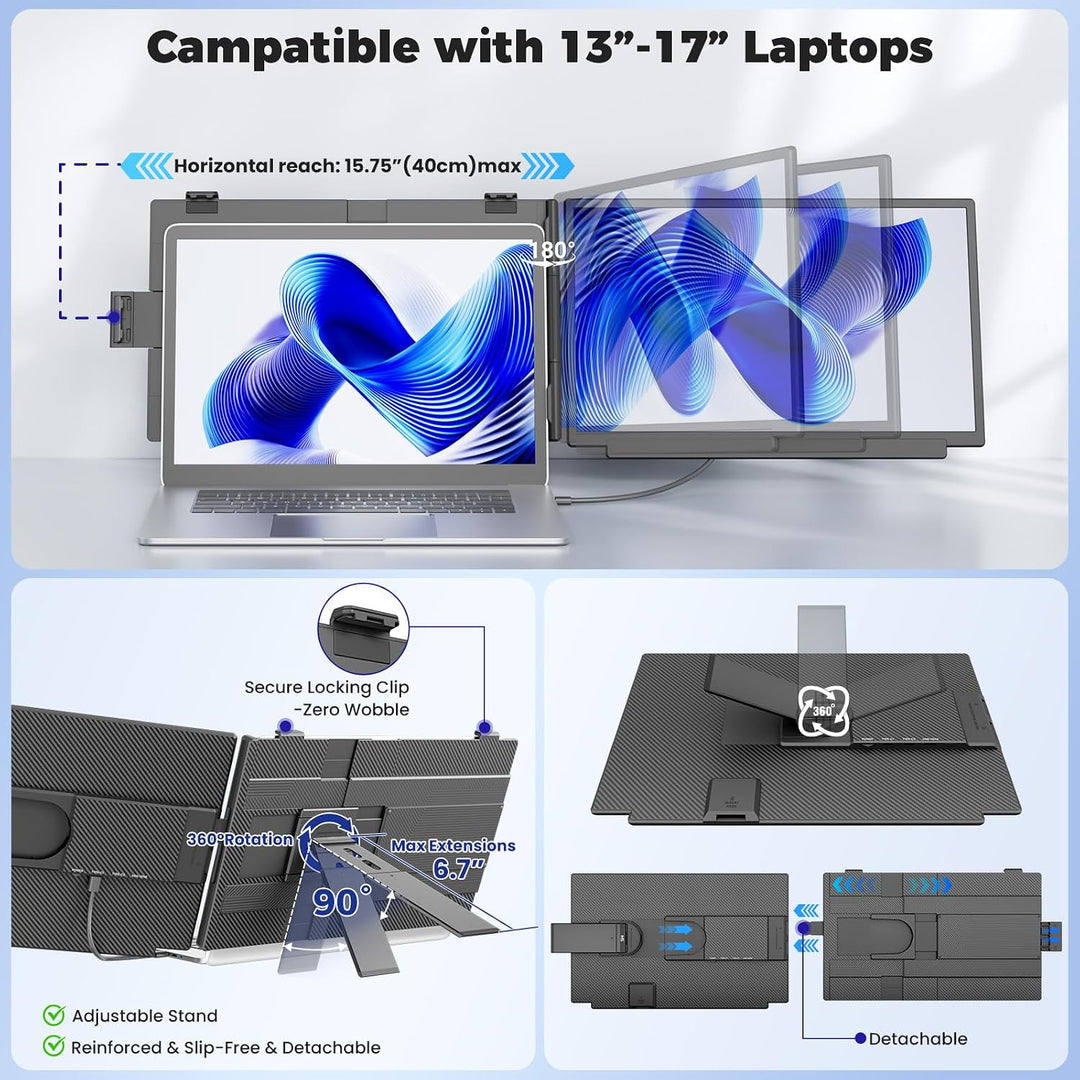 siaviala Extensor de pantalla para laptop de 15.6 pulgadas, FHD 108...