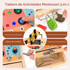 Montessori Busy Board, juguete de aprendizaje sensorial 3 en 1 para
