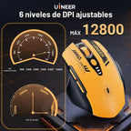 Uineer Ratón inalámbrico, Bluetooth 5.0/2.4G/cableado, 12.800 DPI