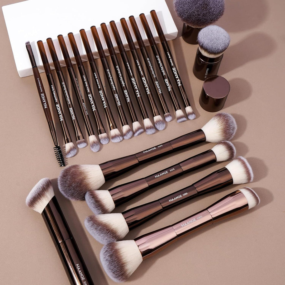MAANGE Juego de 20 brochas de maquillaje de base, brocha de contorn...