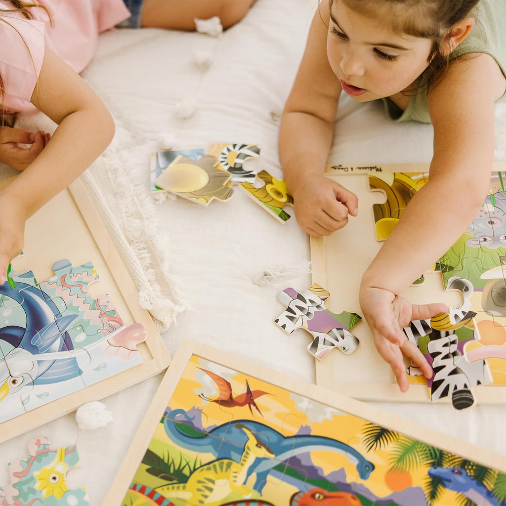 Melissa & Doug Jigsaw Puzzle Bundle (Dinosaur,Safari y Ocean)