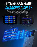 SABRENT Estación de carga VOLTIK, 252 W, 8 puertos USB C y USB A, pantalla