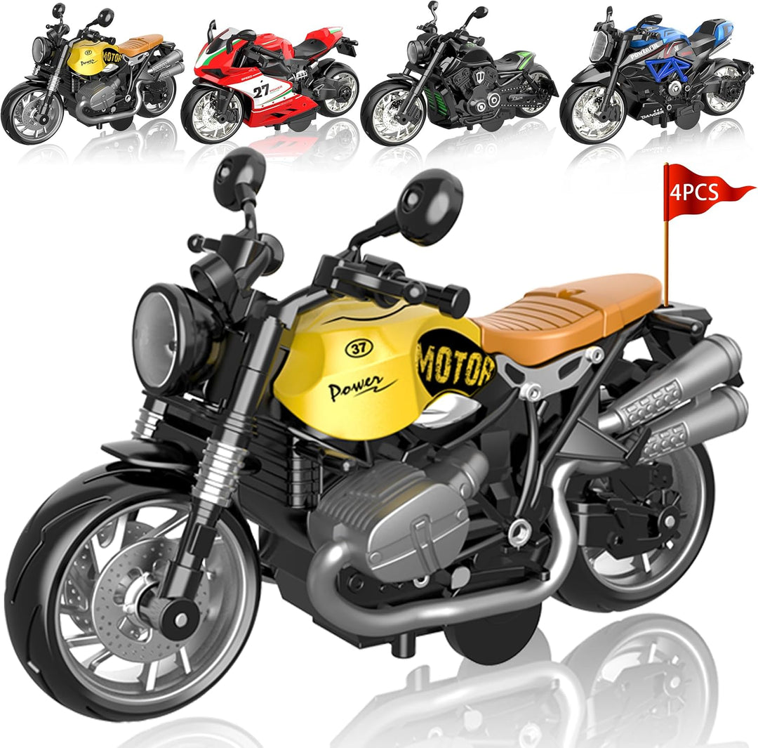 MQDMINI - Paquete de 4 juguetes de motocicleta con tracción trasera...