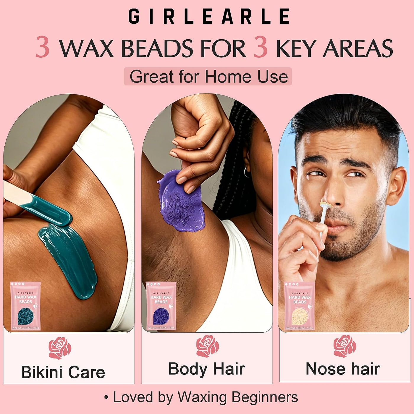 GIRLEARLE Kit de depilación digital negro y rosa para mujeres y hom...
