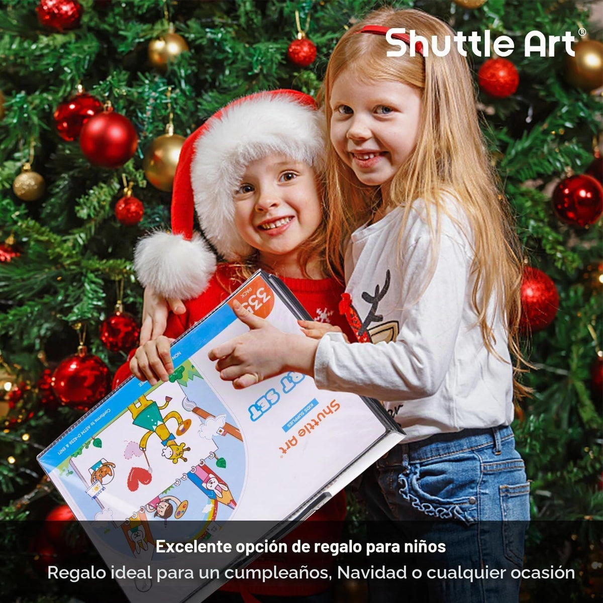Shuttle Art Juego de arte para niños de 335 piezas, suministros de arte multimedia, kit de arte de regalo con caballete triple, 2 blocs de dibujo, 2 libros para colorear, pasteles al óleo, crayones y