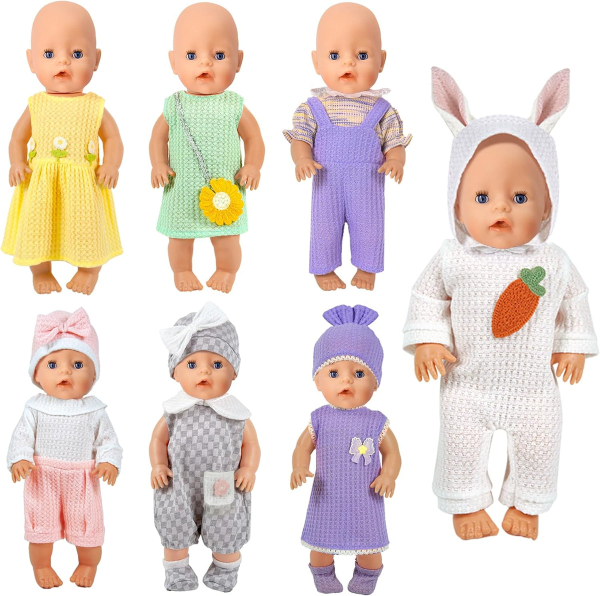 7 juegos de ropa para muñeca bebé, ropa de muñeca Reborn