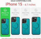 Funda para iPhone 15 con Soporte Compatible con MagSafe de Cuero PU Delgado y TPU Duradero a Prueba de Caídas Soporte Magnético Plegable Funda Protectora para Teléfono con Protector de
