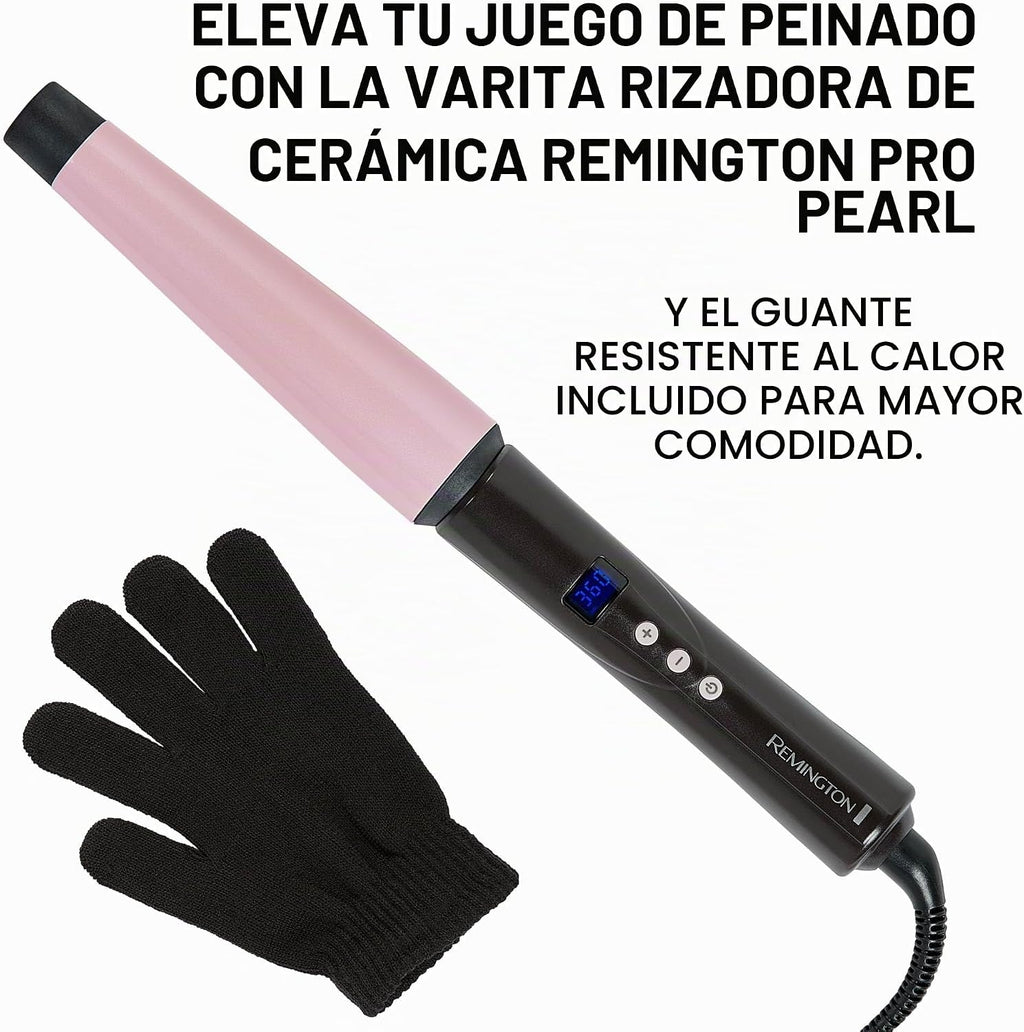 Colección Remington T Studio Salon Perla Plancha Digital para Crespos de Cerámica, Rosado