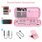 Younik Accesorios Bundle para Switch, Kit de 17 en 1 en Rosa para Niñas, Incluye estuche de transporte para Switch, soporte ajustable, estuche protector para consola Switch y J-Con Rosa