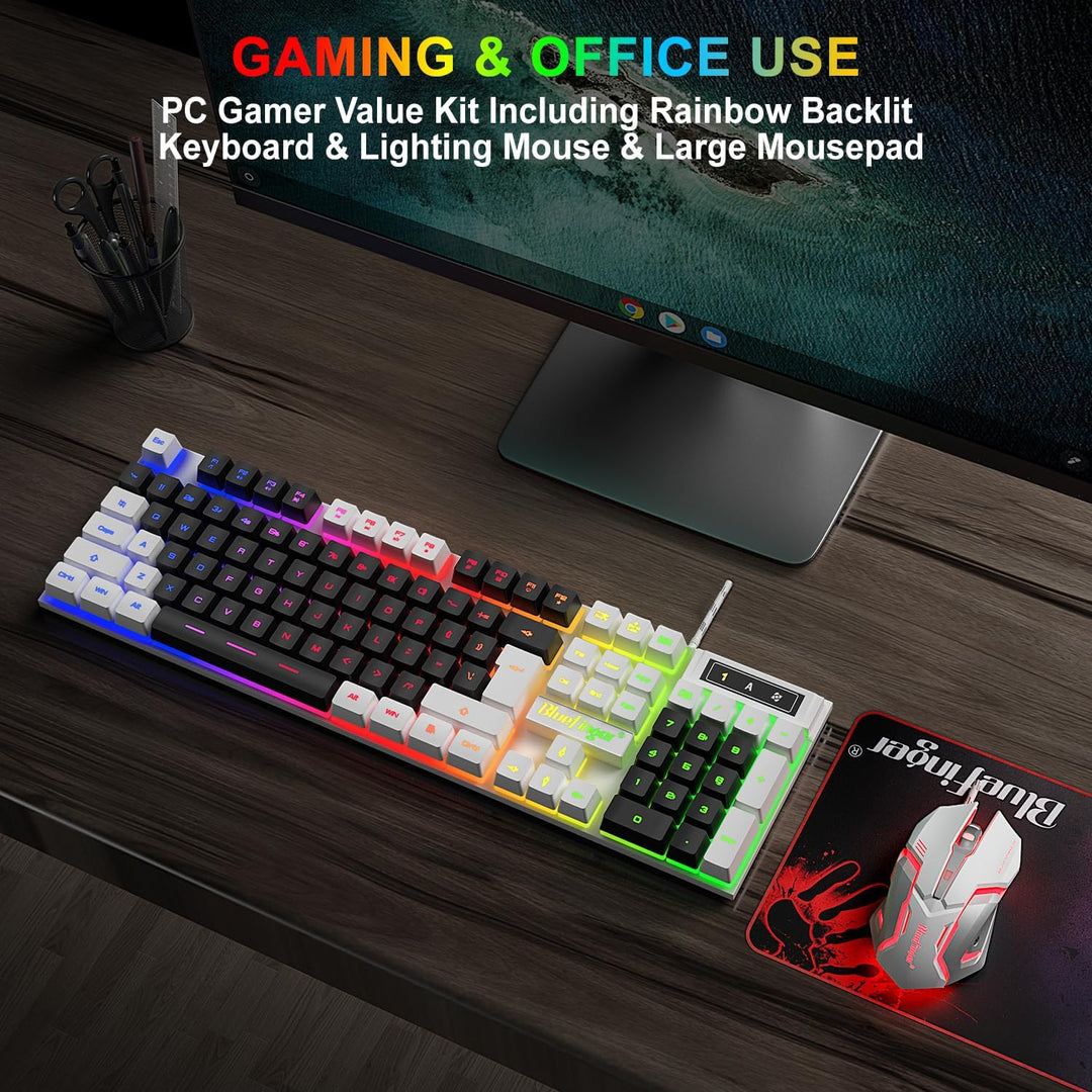 Combo de teclado y ratón para juegos RGB de BlueFinger con retroilu...