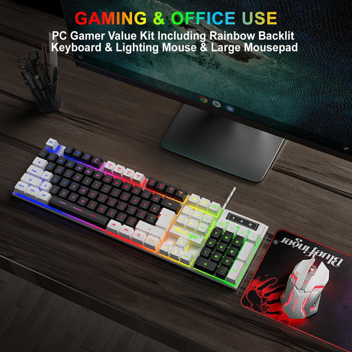 Combo de teclado y ratón para juegos RGB de BlueFinger con retroilu...